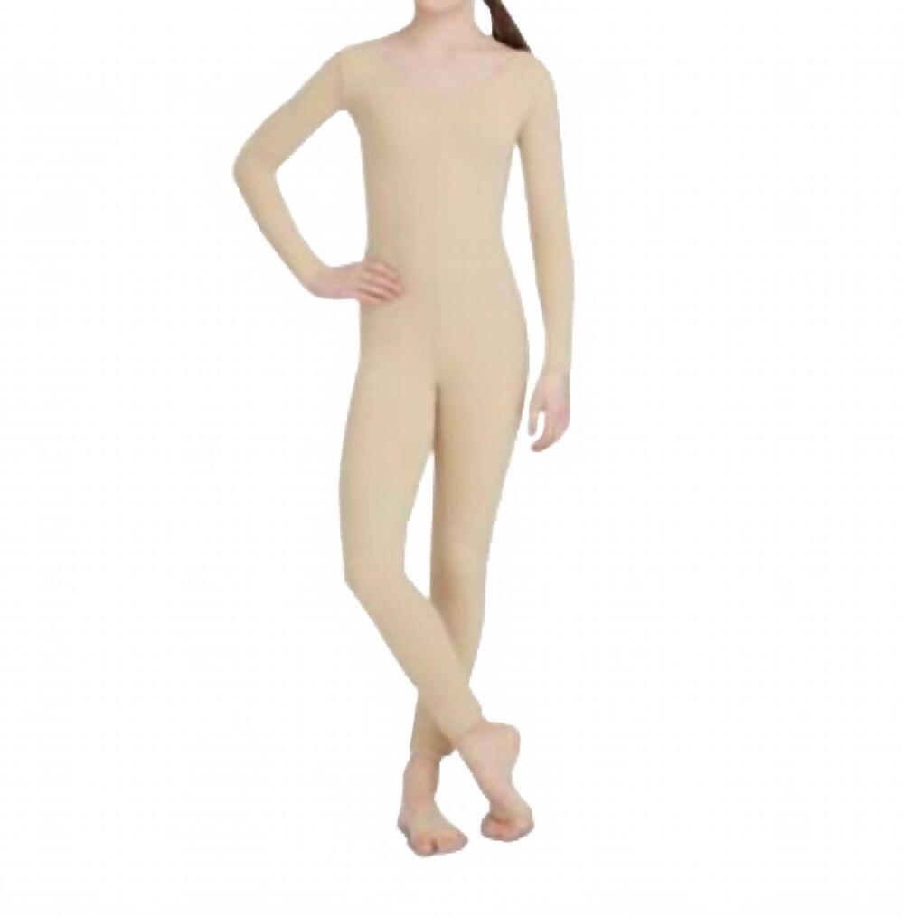 NEW CAPEZIO kids' long sleeve solotard in nude